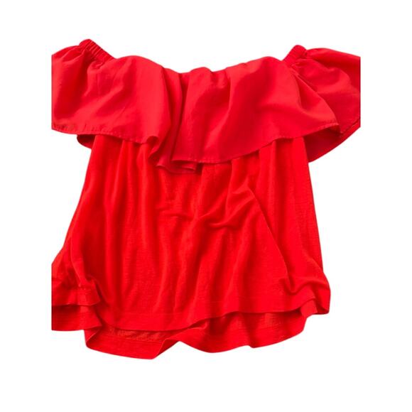 French Connection Off-the-Shoulder Ruffle Top – Red, Sunset Wave, S - Picture 7 of 10